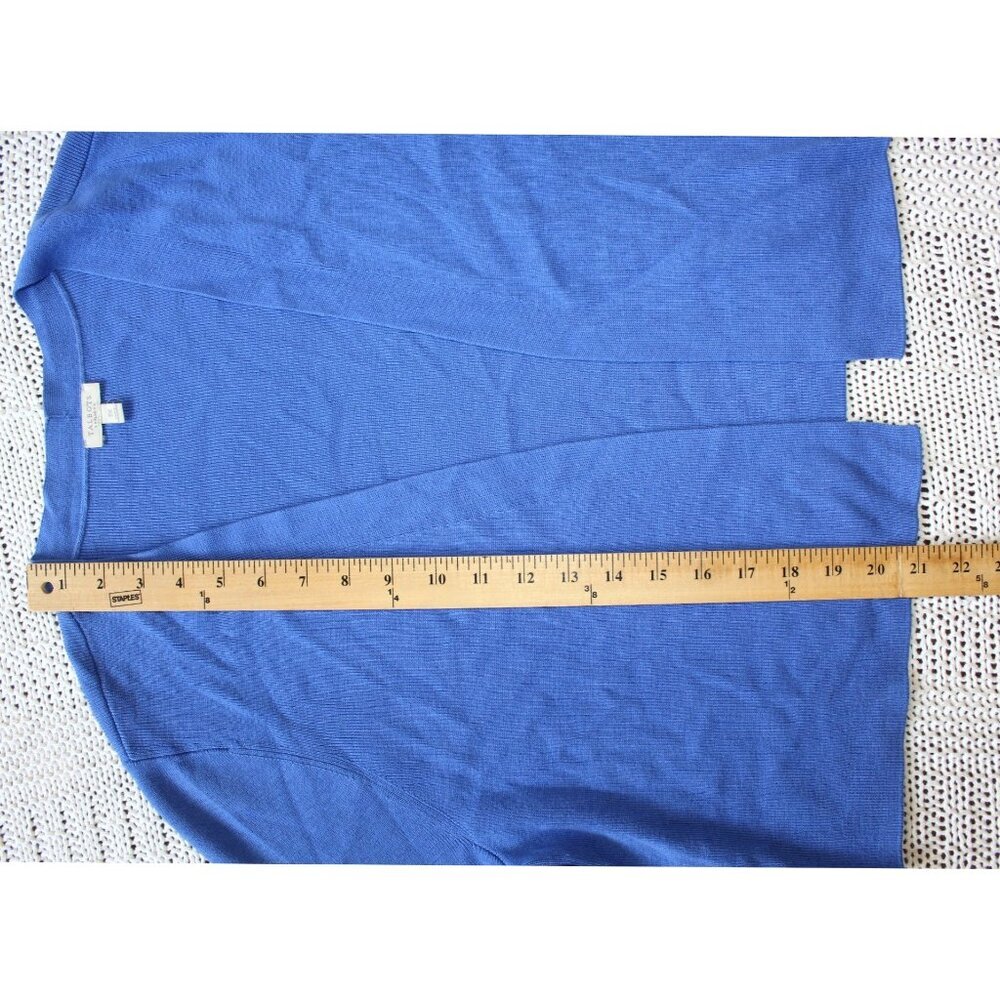 Talbots Open Front Cardigan Solid Blue Sweater Si… - image 4